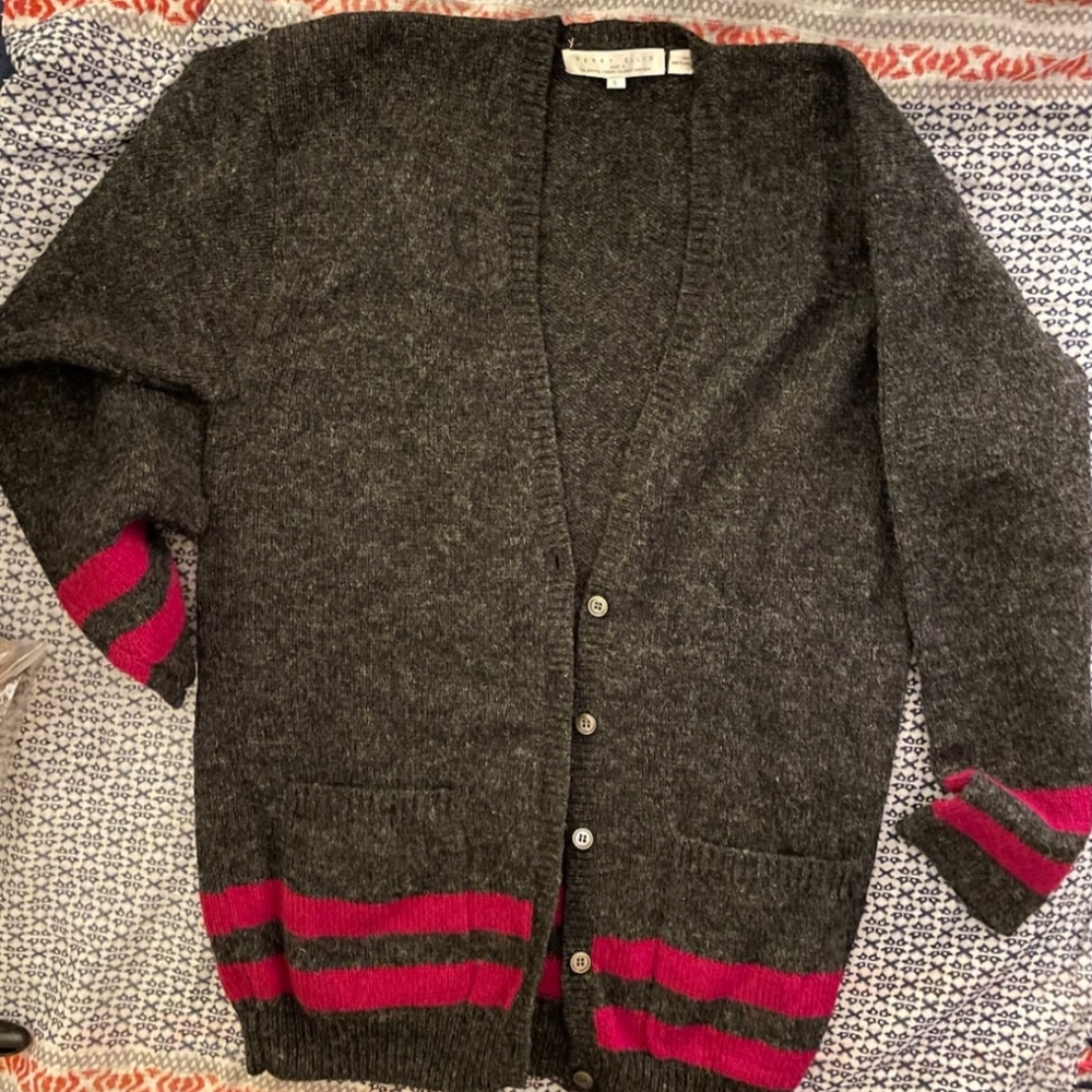 Wool charcoal and red sweater